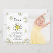 Invitation Falling Daisys White Floral Photo Anniversaire (Devant)