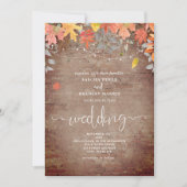Invitation Falling Feuille Brick String Lights Mariage d'auto (Devant)