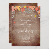 Invitation Falling Feuille Brick String Lights Mariage d'auto (Devant / Derrière)