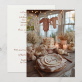 Invitation Falling Florals Autumn Baby Sprinkle, Dusty Rose (Devant / Derrière)