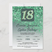 Invitation Falling Green Parties scintillant 18th Birthday Pa (Devant)