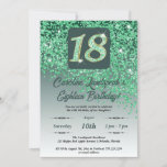 Invitation Falling Green Parties scintillant 18th Birthday Pa<br><div class="desc">Parties scintillant verte en chute glamour avec dégradé vert et étoiles brillantes.</div>