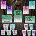 Invitation Falling Green Parties scintillant 18th Birthday Pa<br><div class="desc">Parties scintillant verte en chute glamour avec dégradé vert et étoiles brillantes.</div>