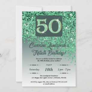 Invitation Falling Green Parties scintillant 50th Birthday Pa