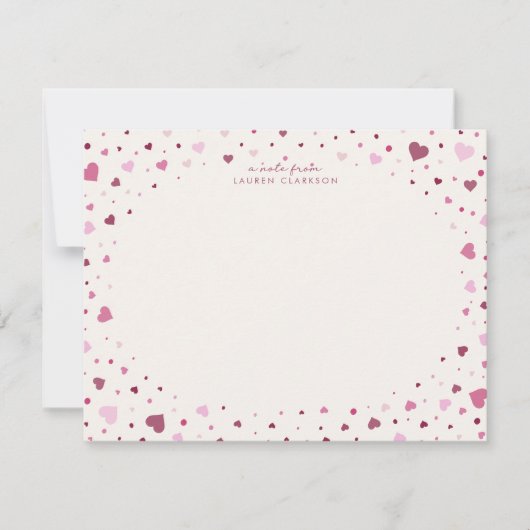 Invitation Falling Hearts Stationery Note Card (Devant)
