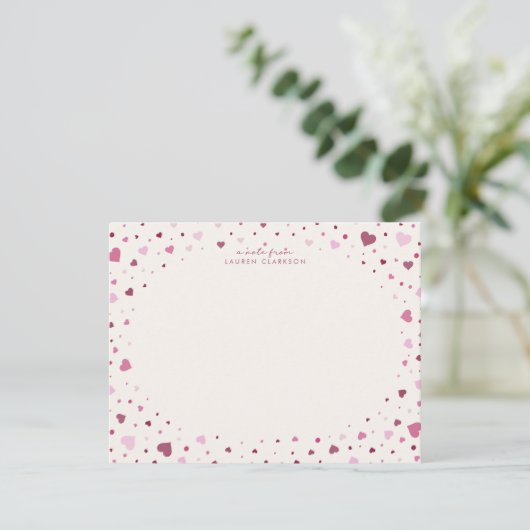 Invitation Falling Hearts Stationery Note Card (Debout devant)