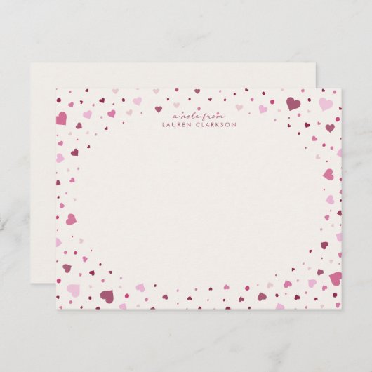 Invitation Falling Hearts Stationery Note Card (Devant / Derrière)