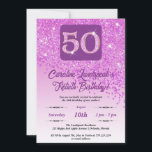 Invitation Falling Pink Parties scintillant 50th Birthday Par<br><div class="desc">Parties scintillant flamboyante rose avec dégradé rose et étoiles brillantes.</div>