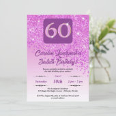 Invitation Falling Pink Parties scintillant 60th Birthday Par (Debout devant)