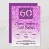 Invitation Falling Pink Parties scintillant 60th Birthday Par (Devant / Derrière)