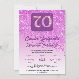 Invitation Falling Pink Parties scintillant 70e anniversaire
