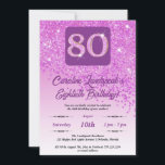 Invitation Falling Pink Parties scintillant 80th Birthday Par<br><div class="desc">Parties scintillant flamboyante rose avec dégradé rose et étoiles brillantes pour une Soirée d'Anniversaire.</div>