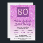 Invitation Falling Pink Parties scintillant 80th Birthday Par<br><div class="desc">Parties scintillant flamboyante rose avec dégradé rose et étoiles brillantes pour une Soirée d'Anniversaire.</div>