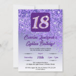 Invitation Falling Purple Parties scintillant 18th Birthday P<br><div class="desc">Parties scintillant violette à dégradé violet glamour et étoiles brillantes. Idéal pour un 18ème anniversaire amusant.</div>