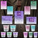 Invitation Falling Purple Parties scintillant 18th Birthday P<br><div class="desc">Parties scintillant violette à dégradé violet glamour et étoiles brillantes. Idéal pour un 18ème anniversaire amusant.</div>