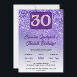 Invitation Falling Purple Parties scintillant 30th Birthday P<br><div class="desc">Parties scintillant violette à dégradé violet glamour et étoiles brillantes. Idéal pour une fête de 30ème anniversaire.</div>