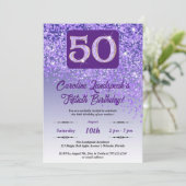 Invitation Falling Purple Parties scintillant 50th Birthday P (Debout devant)
