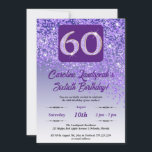 Invitation Falling Purple Parties scintillant 60th Birthday P<br><div class="desc">Parties scintillant violette à dégradé violet glamour et étoiles brillantes. Idéal pour un 60ème anniversaire amusant.</div>
