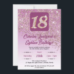 Invitation Falling Rose Gold Parties scintillant 18th Birthda<br><div class="desc">Parties scintillant dorée Rose en chute avec dégradé rose et étoiles brillantes.</div>