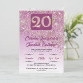 Invitation Falling Rose Gold Parties scintillant 20e fête d'a (Debout devant)