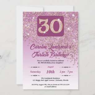 Invitation Falling Rose Gold Parties scintillant 30th Birthda