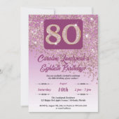 Invitation Falling Rose Gold Parties scintillant 80e fête d'a (Devant)