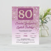 Invitation Falling Rose Gold Parties scintillant 80e fête d'a (Debout devant)