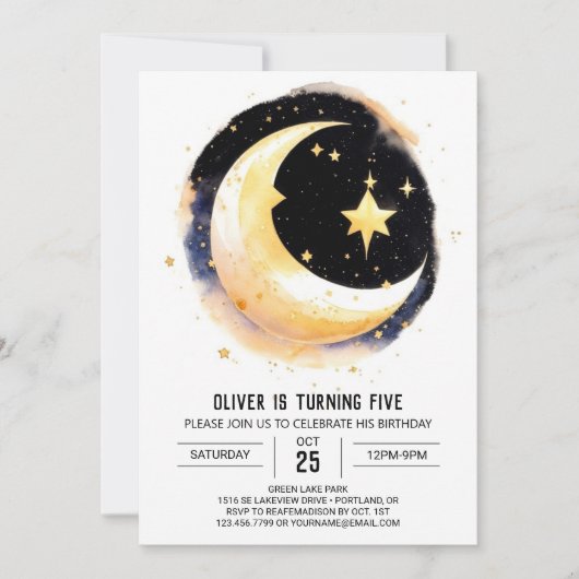 Invitation Falling Stars Anniversaire cosmique (Devant)