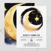 Invitation Falling Stars Anniversaire cosmique (Devant / Derrière)