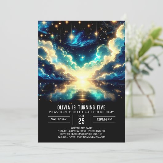 Invitation Falling Stars Celestin Digital Anniversaire (Debout devant)