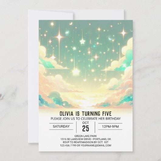 Invitation Falling Stars Modern Celestin Digital Anniversaire (Devant)