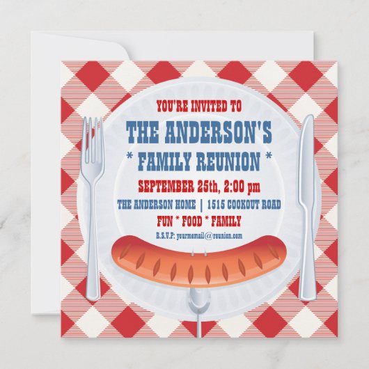 INVITATION FAMILIALE BARBECUE PICNIC (Devant)