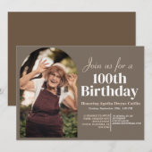 Invitation Famille 100e fête d'anniversaire simple photo (Devant / Derrière)