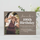 Invitation Famille 100e fête d'anniversaire simple photo (Debout devant)