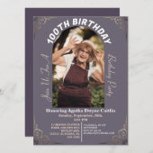 Invitation Famille 100e fête d'anniversaire simple photo (Devant / Derrière)