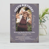 Invitation Famille 100e fête d'anniversaire simple photo (Debout devant)