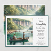 Invitation Famille amis Pêche fête d'anniversaire (Devant / Derrière)