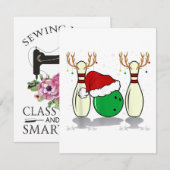 Invitation famille appariée bowling de noël santa noël (Devant / Derrière)