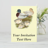 Invitation Famille de canards colverts pastel (Debout devant)
