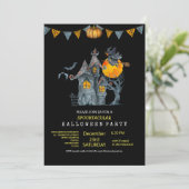 Invitation Famille de couleur d'eau mignonne fêtée d'Hallowee (Debout devant)