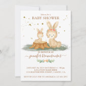 Invitation Famille de fourrure de lapin maman bébé (Devant)