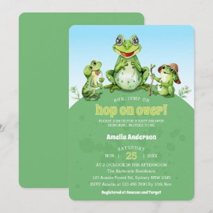 Invitation Famille de grenouilles mignonnes en aquarelle pour