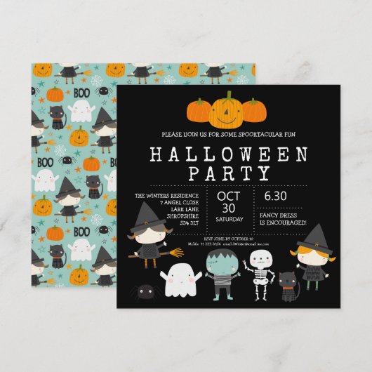 Invitation Famille de plaisir mignon moderne Fête d'Halloween (Devant / Derrière)