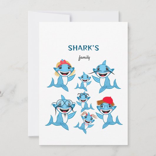Invitation Famille de requins (Dos)