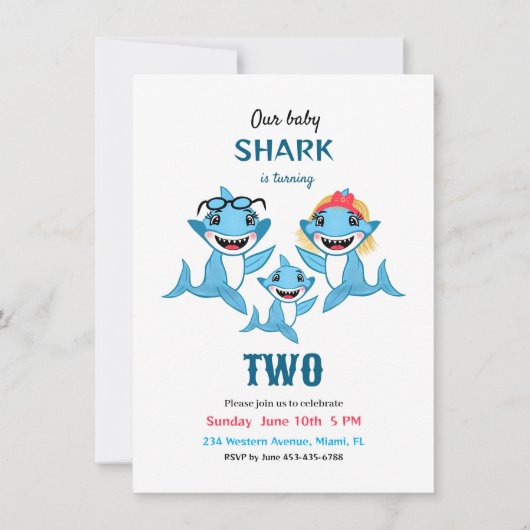 Invitation Famille de requins (Devant)