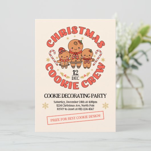 Invitation Famille d'équipage de cookies de Noël (Debout devant)