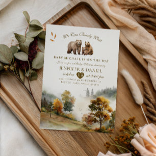 Invitation Famille d'ours de la forêt rustique Bébé Paysage d