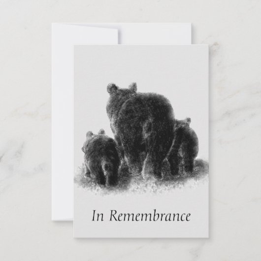 Invitation Famille d'ours d'ours d'animal Memorial personnali (Devant)