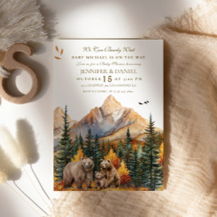 Invitation Famille d'ours rustique de la forêt de montagne Ba