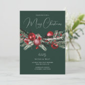 Invitation Famille élégante ou bureau Jour de Noël Vert (Debout devant)